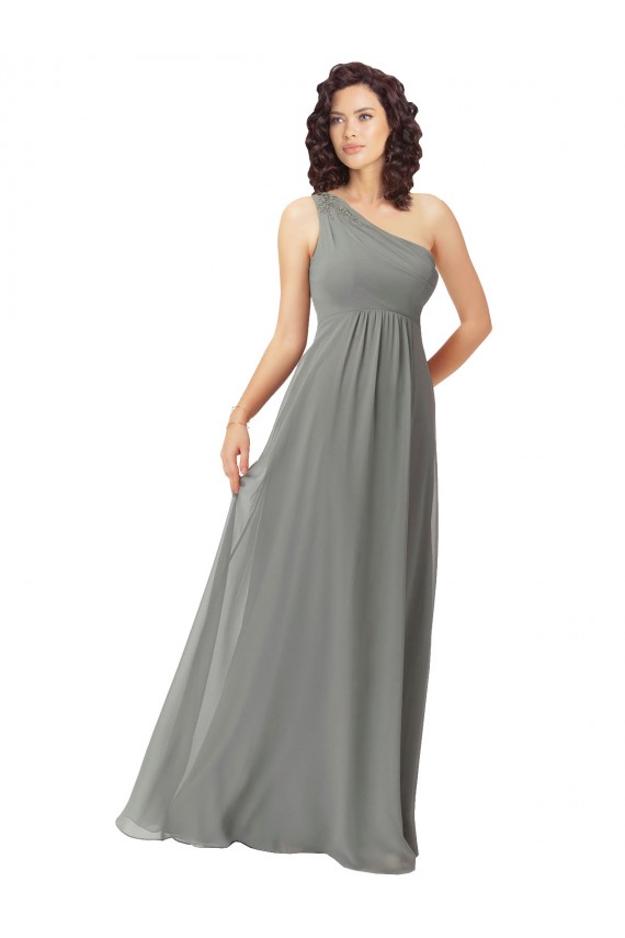Online A-Linien Eine-Schulter Chiffon Lange Brautjungfernkleider