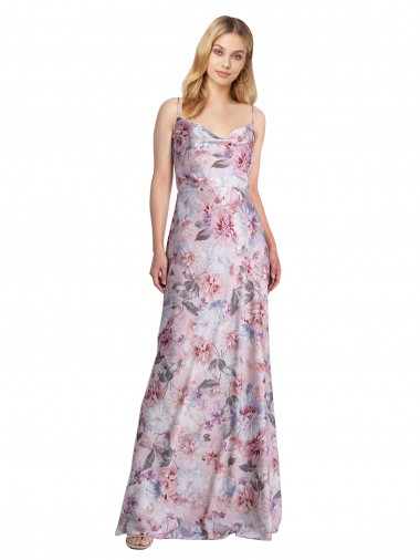 Online A-Linien Haube Ausschnitt Stretch-Satin Blumen Lange Formale Brautjungfernkleider / Abendkleider