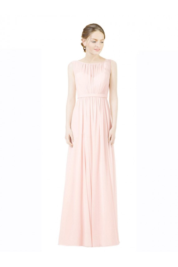 Online A-Linien Jewel Chiffon Lange Brautjungfernkleider
