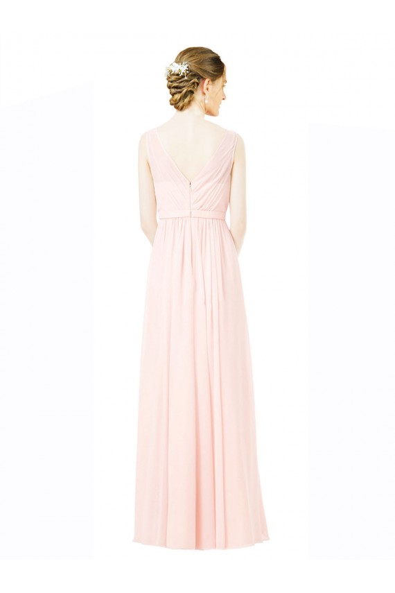 Online A-Linien Jewel Chiffon Lange Brautjungfernkleider