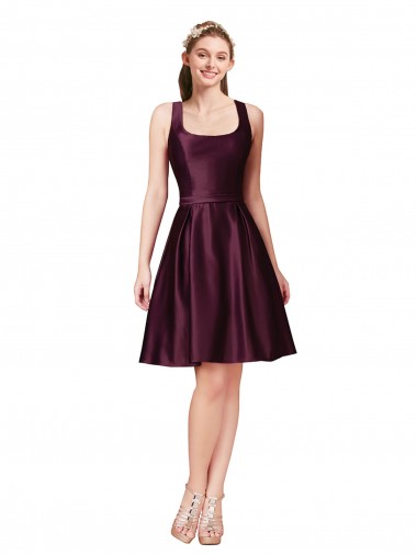 Online A-Linien Knielang Satin Kurze Brautjungfernkleider / Abiballkleider / Cocktailkleider / Heimkehr Kleider