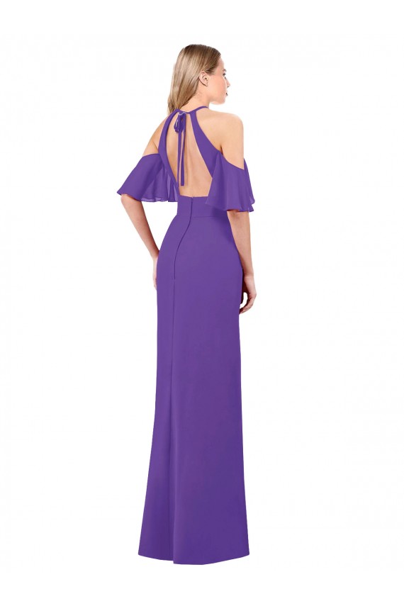Online A-Linien Neckholder Chiffon Lange Brautjungfernkleider