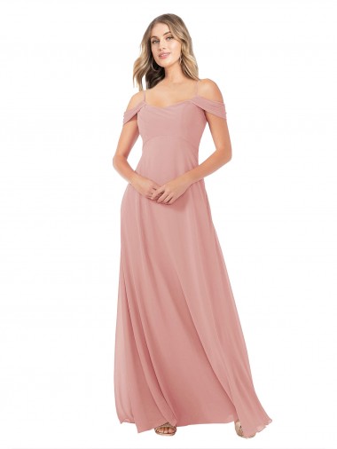 Online A-Linien Off-Schulter Chiffon Lange Brautjungfernkleider