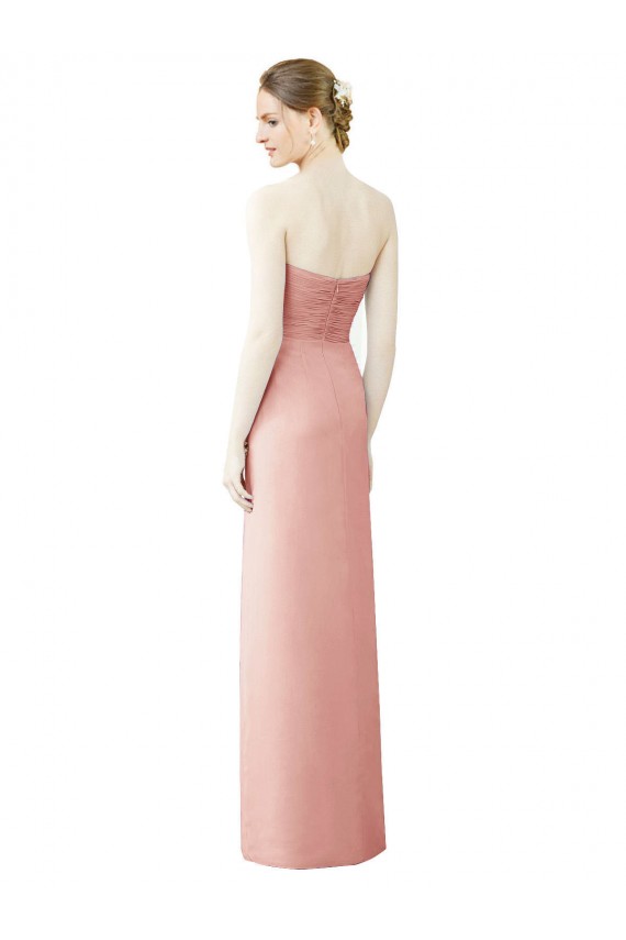 Online A-Linien Trägerlos Chiffon Lange Brautjungfernkleider