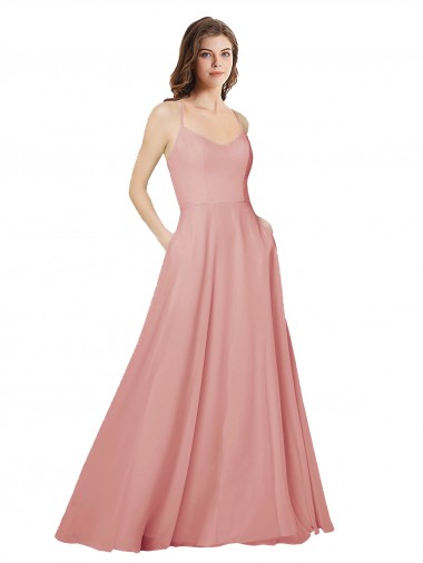 Online A-Linien Trägerlos Chiffon Lange Brautjungfernkleider