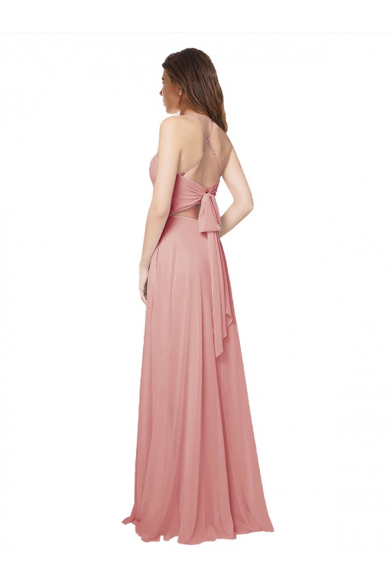 Online A-Linien Trägerlos Chiffon Lange Brautjungfernkleider