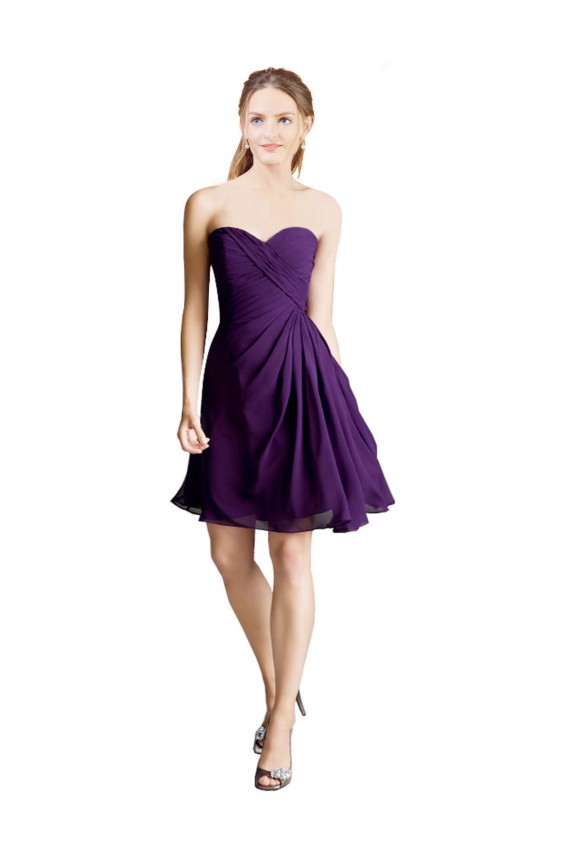 Online A-Linien Trägerlos Knielang Chiffon Kurze Brautjungfernkleider / Cocktailkleider / Heimkehr Kleider
