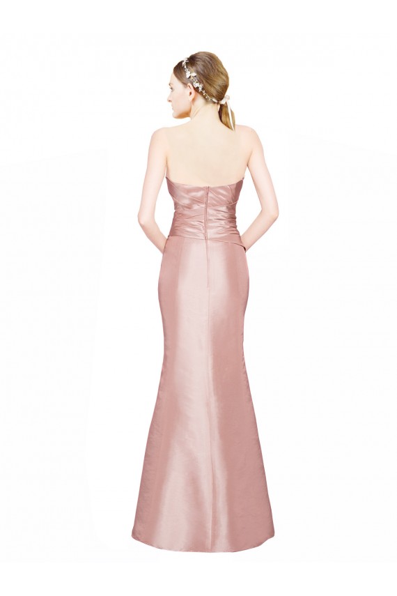 Online A-Linien Trägerlos Stretch-Satin Lange Formale Brautjungfernkleider / Abendkleider / Abiballkleider