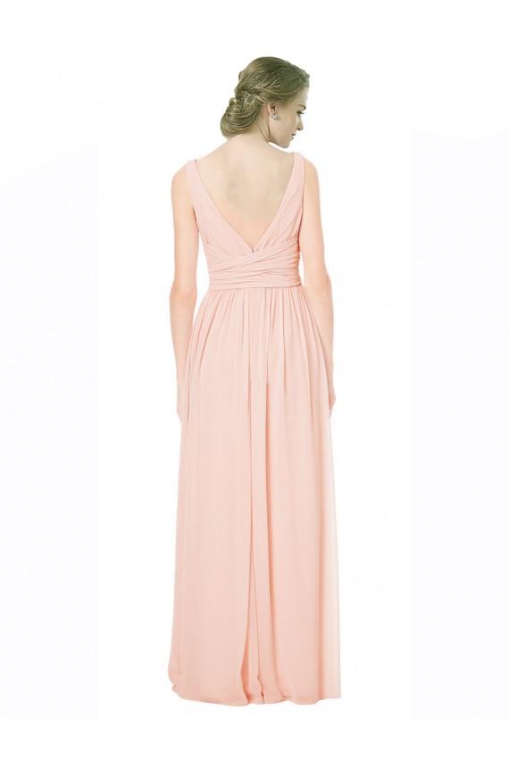 Online A-Linien V-Ausschnitt Chiffon Lange Brautjungfernkleider