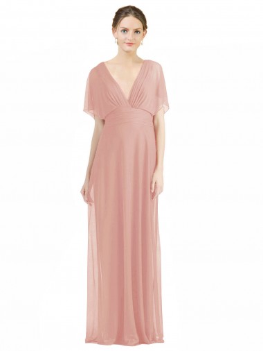 Online A-Linien V-Ausschnitt Chiffon Lange Brautjungfernkleider