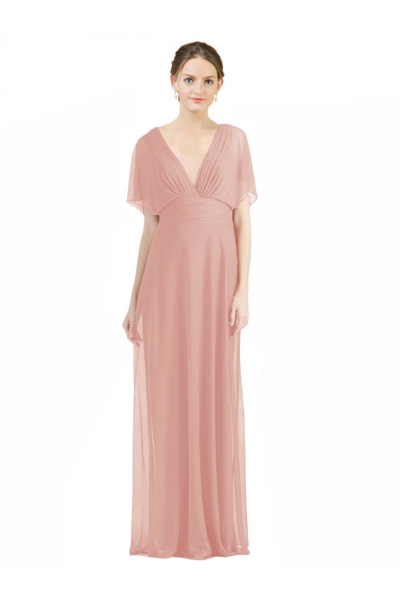 Online A-Linien V-Ausschnitt Chiffon Lange Brautjungfernkleider