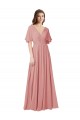 Online A-Linien V-Ausschnitt Chiffon Lange Brautjungfernkleider