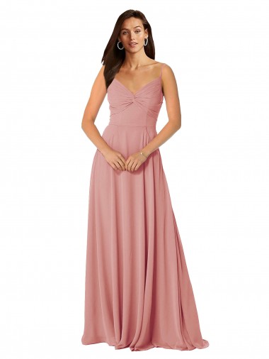 Online A-Linien V-Ausschnitt Chiffon Lange Brautjungfernkleider