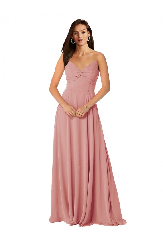 Online A-Linien V-Ausschnitt Chiffon Lange Brautjungfernkleider