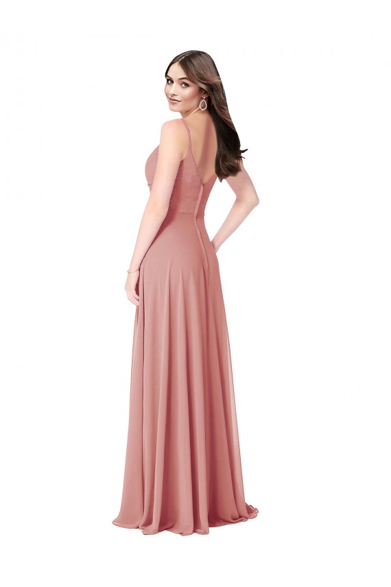 Online A-Linien V-Ausschnitt Chiffon Lange Brautjungfernkleider