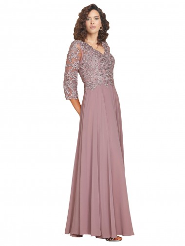 Online A-Linien V-Ausschnitt Chiffon Lange Brautjungfernkleider / Abiballkleider