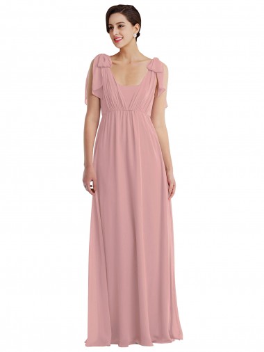 Online Altrosa A-Linien Neckholder Chiffon Lange Brautjungfernkleider