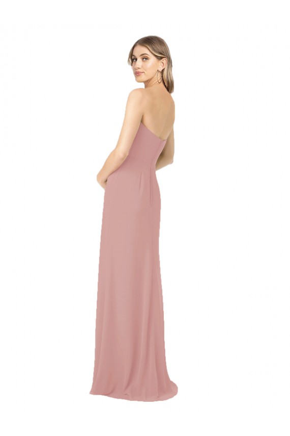 Online Altrosa Etui Trägerlos Chiffon Lange Brautjungfernkleider