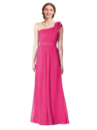 Online Azalee A-Linien Eine-Schulter Chiffon Lange Brautjungfernkleider