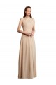 Online Champagner A-Linien Neckholder Chiffon Lange Brautjungfernkleider