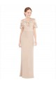 Online Champagner A-Linien Off-Schulter Chiffon Spitze Lange Brautjungfernkleider / Abiballkleider