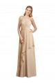 Online Champagner A-Linien Spaghetti-Träger Chiffon Lange Brautjungfernkleider