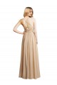 Online Champagner A-Linien Spaghetti-Träger Chiffon Lange Brautjungfernkleider