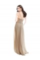 Online Champagner A-Linien Stehkragen Ausschnitt Chiffon Lange Brautjungfernkleider