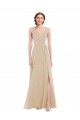 Online Champagner A-Linien V-Ausschnitt Chiffon Lange Brautjungfernkleider