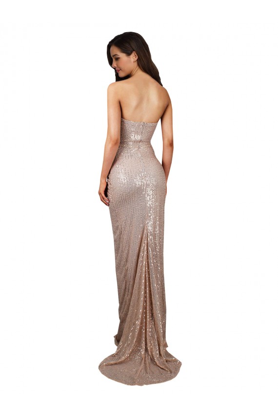 Online Champagner Meerjungfrau Scoop Paillette Lange Formale Brautjungfernkleider / Abendkleider / Abiballkleider