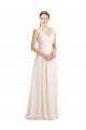 Online Creme Rosa A-Linien Chiffon Spitze Lange Brautjungfernkleider