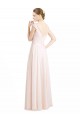 Online Creme Rosa A-Linien Chiffon Spitze Lange Brautjungfernkleider