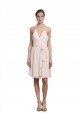Online Creme Rosa A-Linien Neckholder V-Ausschnitt Knielang Chiffon Kurze Brautjungfernkleider / Cocktailkleider / Heimkehr Kleider