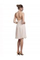 Online Creme Rosa A-Linien Neckholder V-Ausschnitt Knielang Chiffon Kurze Brautjungfernkleider / Cocktailkleider / Heimkehr Kleider