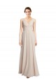 Online Creme Rosa A-Linien V-Ausschnitt Chiffon Lange Brautjungfernkleider