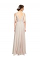 Online Creme Rosa A-Linien V-Ausschnitt Chiffon Lange Brautjungfernkleider