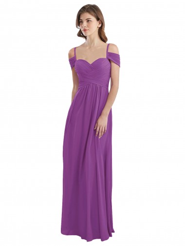 Online Dahlie A-Linien Chiffon Lange Brautjungfernkleider