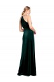 Online Dunkelgrün A-Linien Spaghetti-Träger Jewel Neck Stretch-Samt Lange Brautjungfernkleider / Abiballkleider