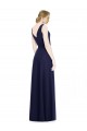 Online Dunkelmarine A-Linien Haube Ausschnitt Chiffon Lange Brautjungfernkleider