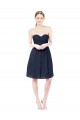 Online Dunkelmarine A-Linien Knielang Chiffon Kurze Brautjungfernkleider / Cocktailkleider / Heimkehr Kleider