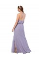 Online Dunkelmarine A-Linien Neckholder Chiffon Lange Brautjungfernkleider