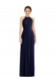 Online Dunkelmarine A-Linien Neckholder Chiffon Lange Brautjungfernkleider