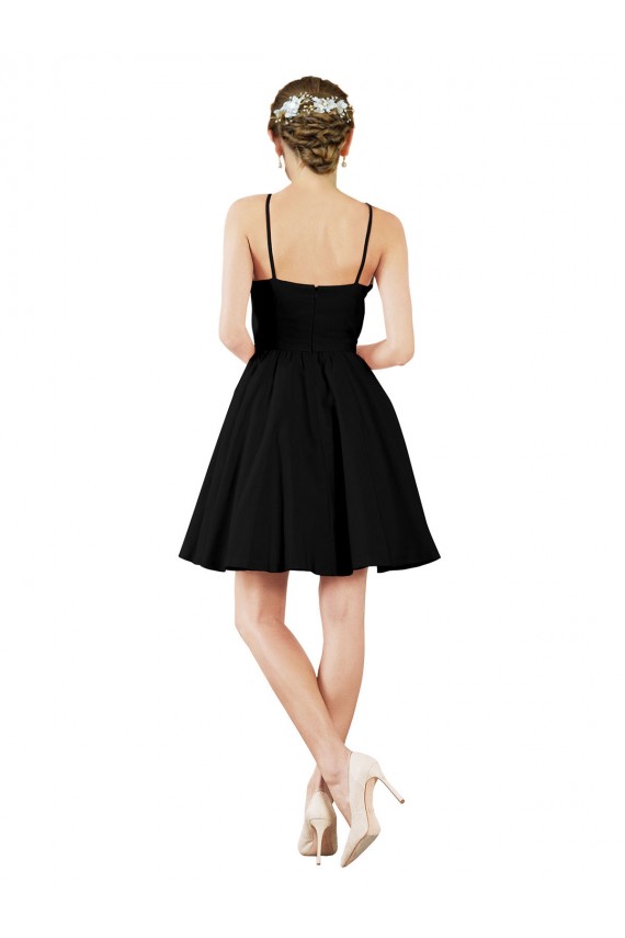 Online Dunkelmarine A-Linien Neckholder Knielang Satin Kurze Brautjungfernkleider / Cocktailkleider / Heimkehr Kleider
