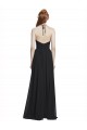 Online Dunkelmarine A-Linien Neckholder V-Ausschnitt Chiffon Lange Brautjungfernkleider