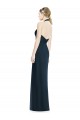 Online Dunkelmarine A-Linien Neckholder V-Ausschnitt Chiffon Lange Brautjungfernkleider