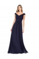 Online Dunkelmarine A-Linien Off-Schulter Chiffon Lange Brautjungfernkleider