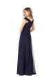 Online Dunkelmarine A-Linien Off-Schulter Chiffon Lange Brautjungfernkleider