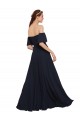 Online Dunkelmarine A-Linien Off-Schulter Chiffon Lange Brautjungfernkleider / Abiballkleider