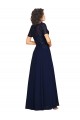 Online Dunkelmarine A-Linien Runder Ausschnitt Chiffon Lange Brautjungfernkleider / Abiballkleider