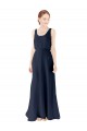 Online Dunkelmarine A-Linien Scoop Chiffon Lange Brautjungfernkleider